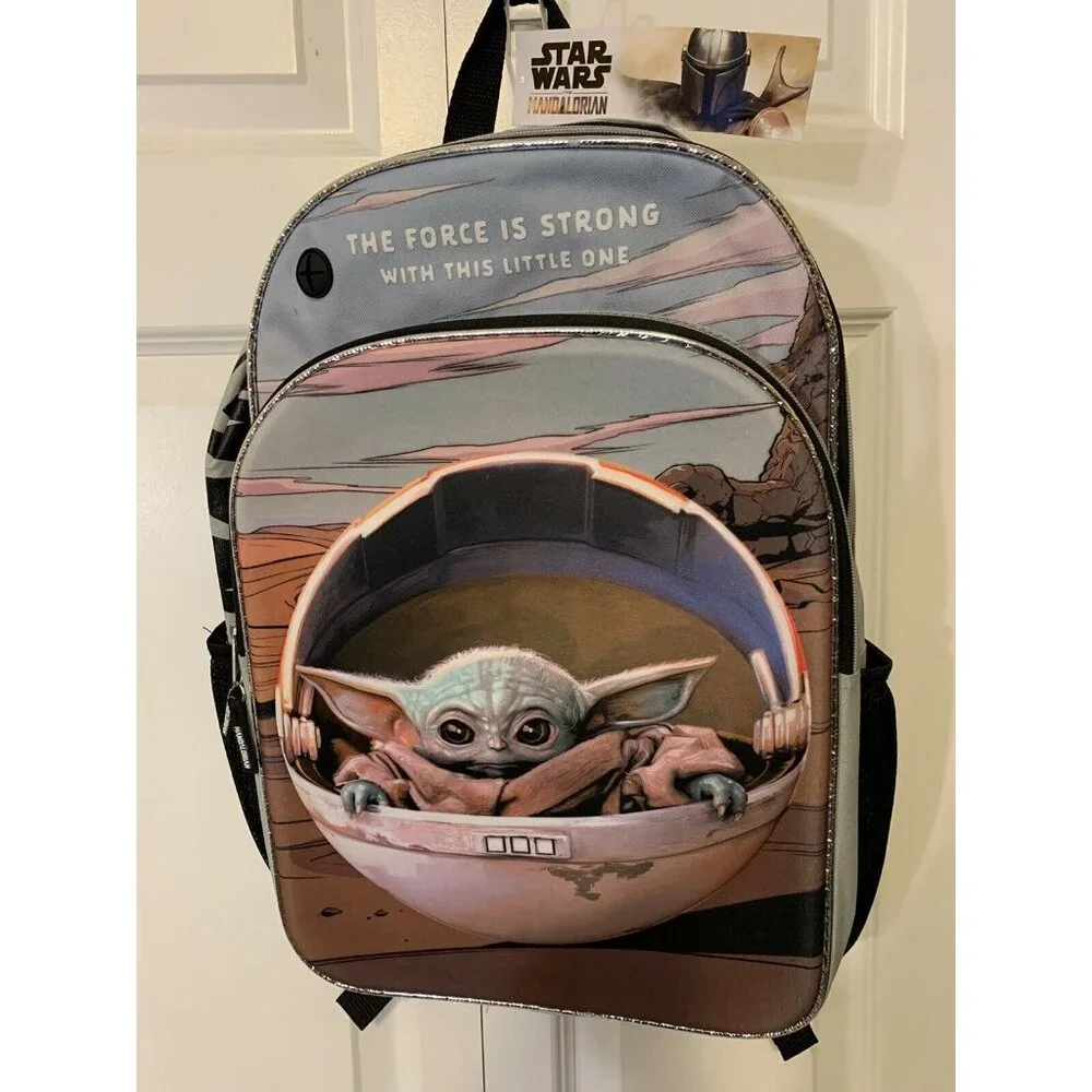 New Disney Star Wars Mandalorian Baby‎ Yoda 18”kids Backpack The Force Is Strong